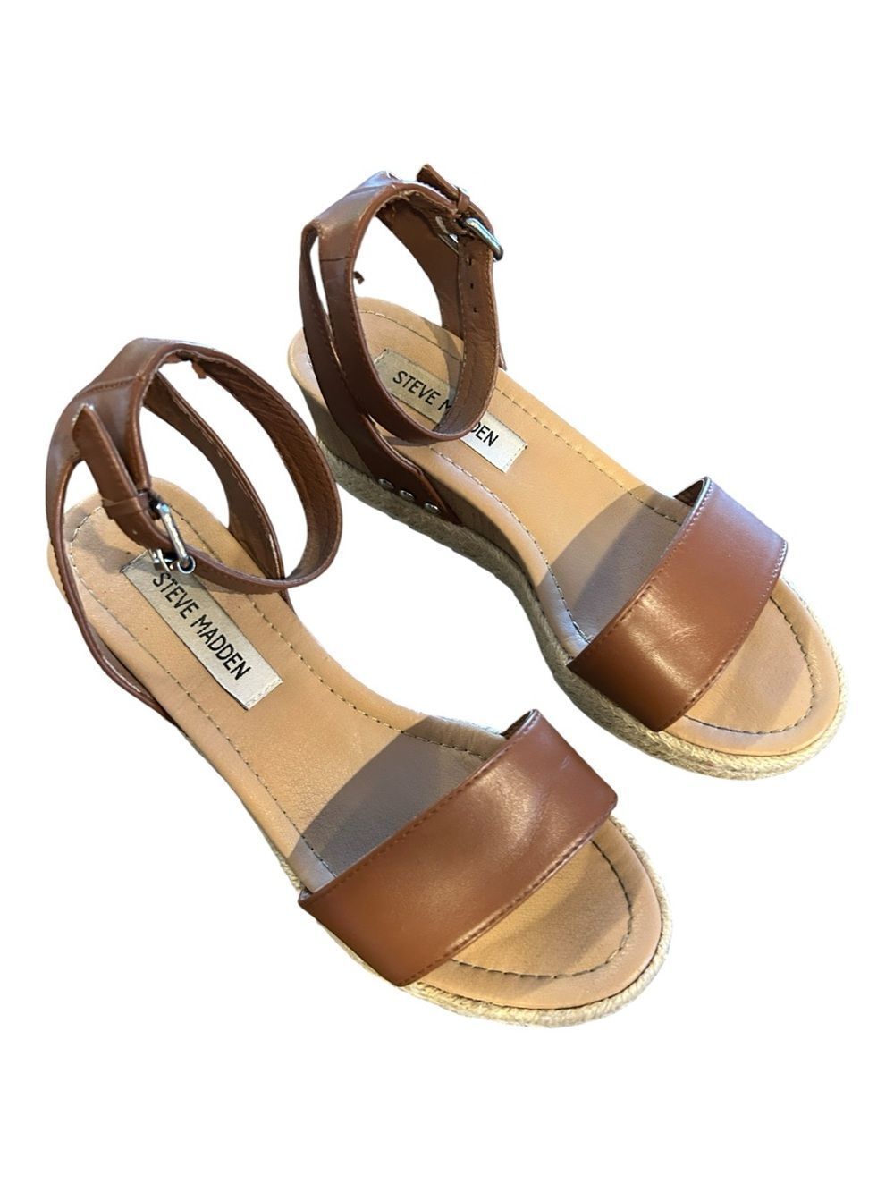 Steve Madden Brown Ankle-Strap Espadrille Sandals